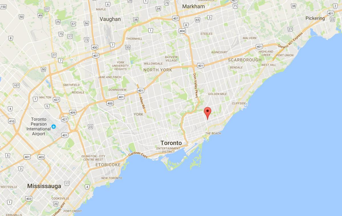 Kaart Ida-Danforth linnaosa Toronto