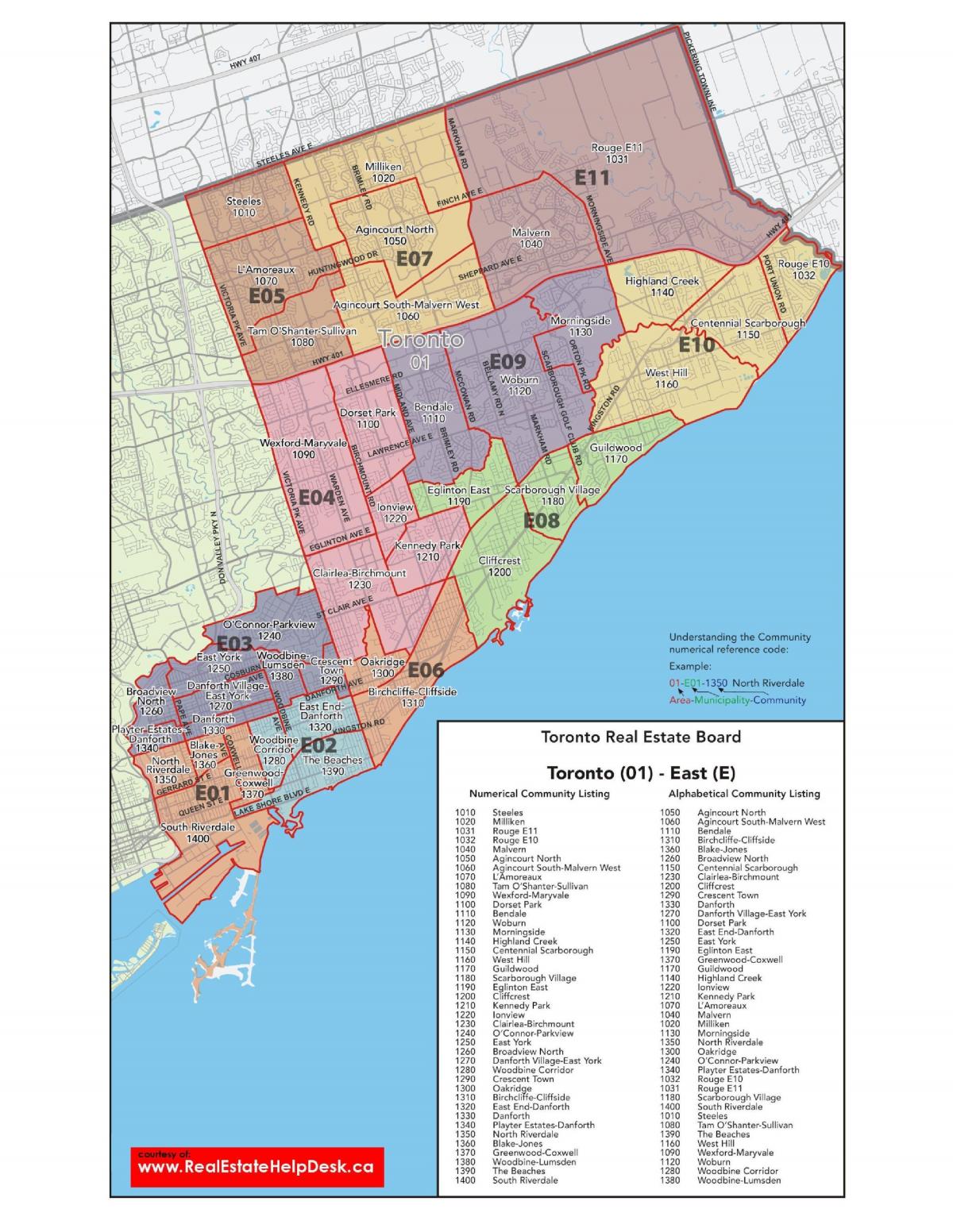 Kaart ida-Toronto