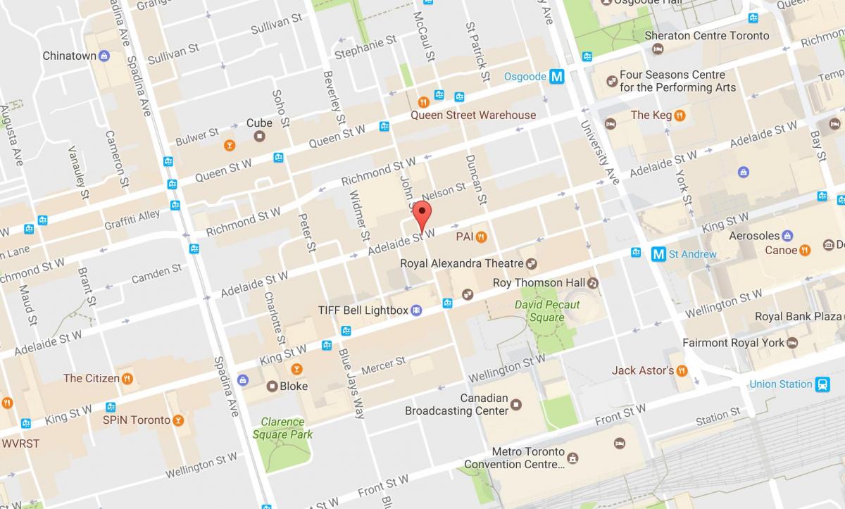 Kaart John street, Toronto