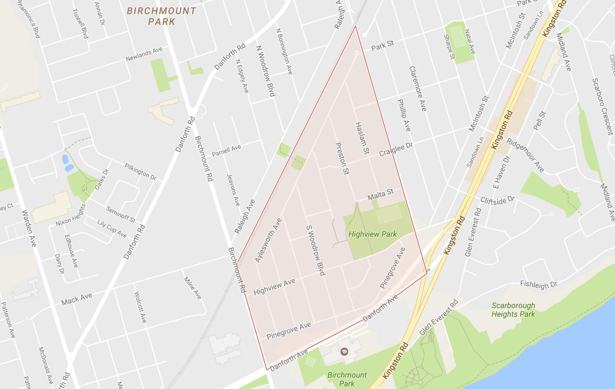 Kaart Kask Kalju Kõrgused naabrus-Toronto