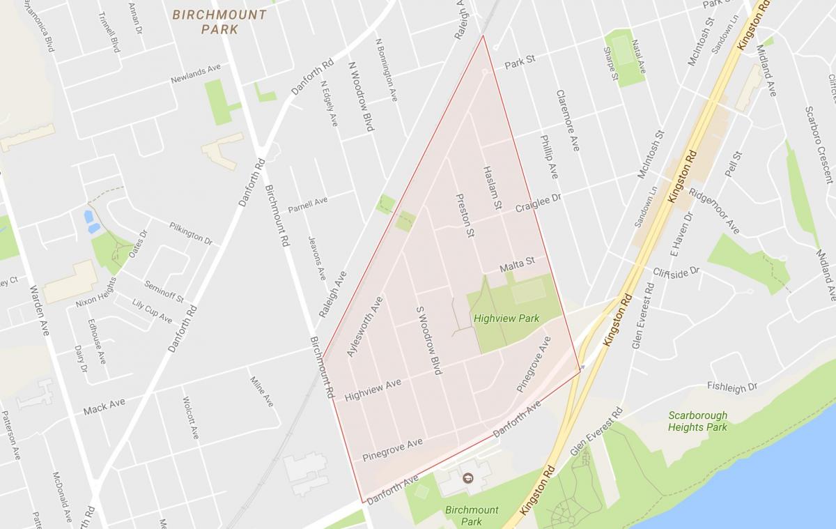 Kaart Kask Kalju Kõrgused naabrus-Toronto