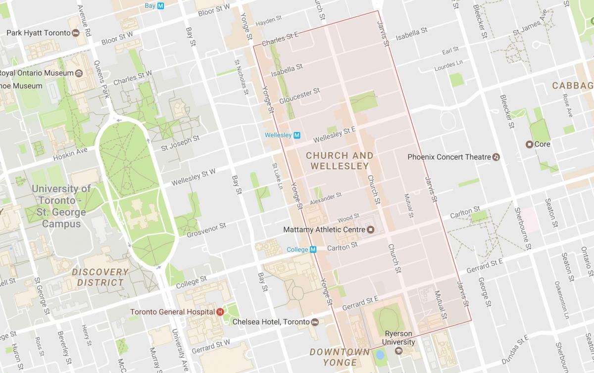 Kaart Kirik ja Wellesley naabrus-Toronto
