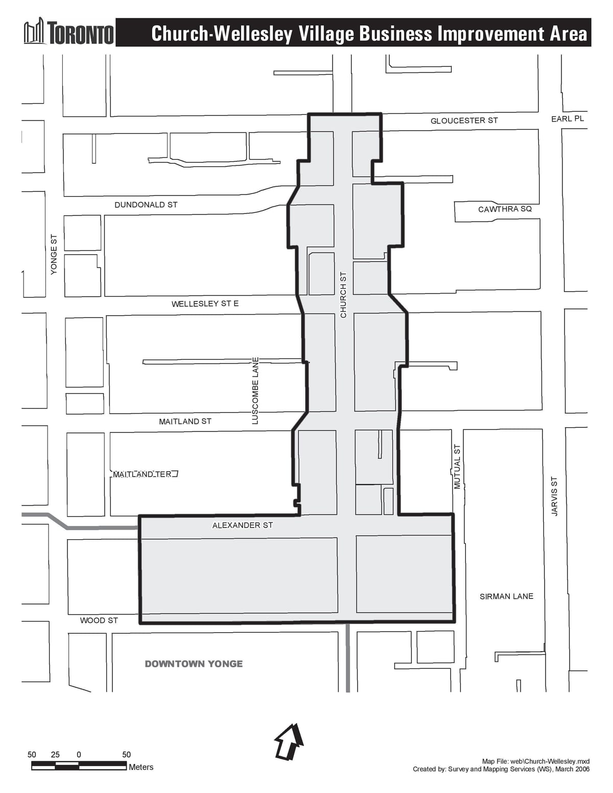 Kaart Kirik-Wellesley Küla äri Parandamise Valdkonnas Toronto