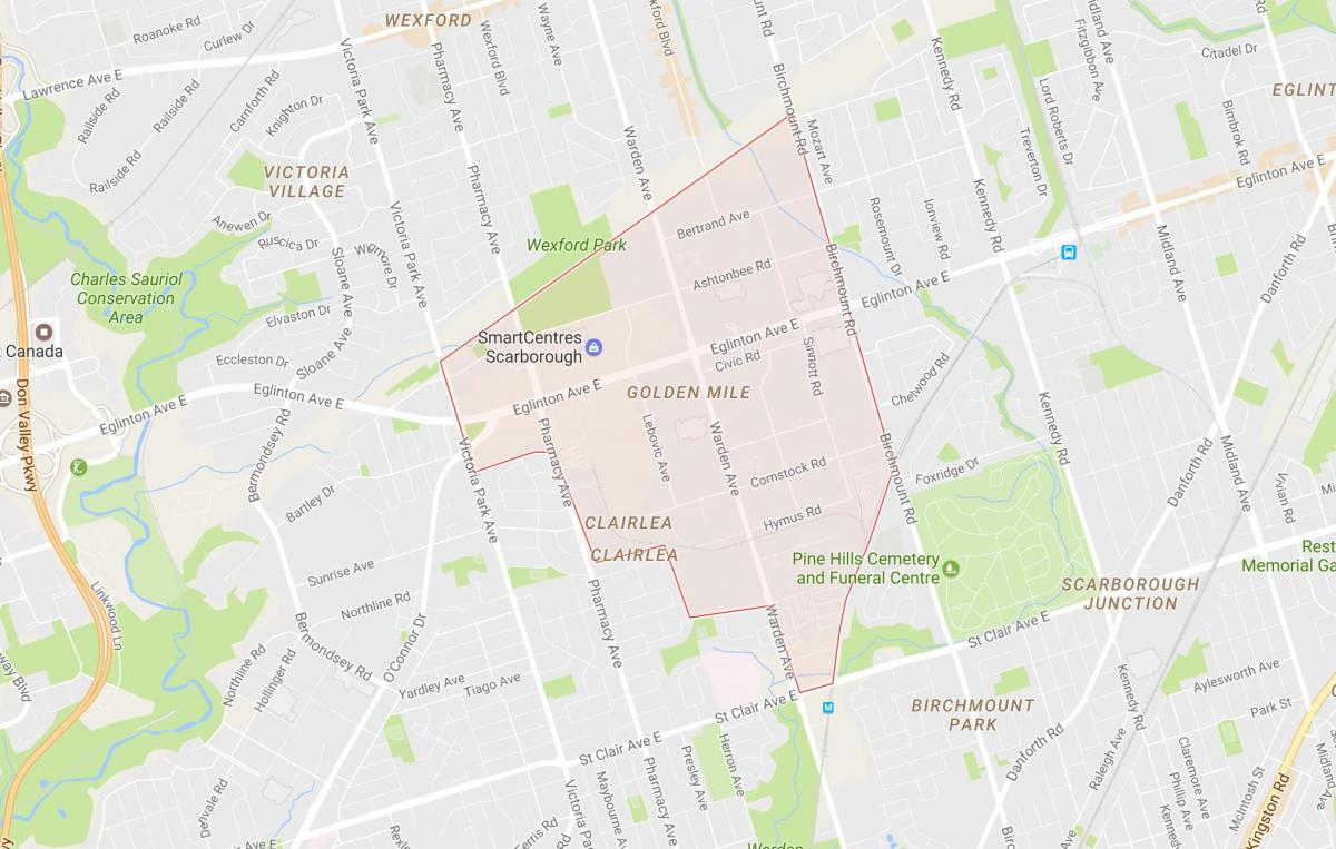 Kaart Kuldne Miil naabrus-Toronto