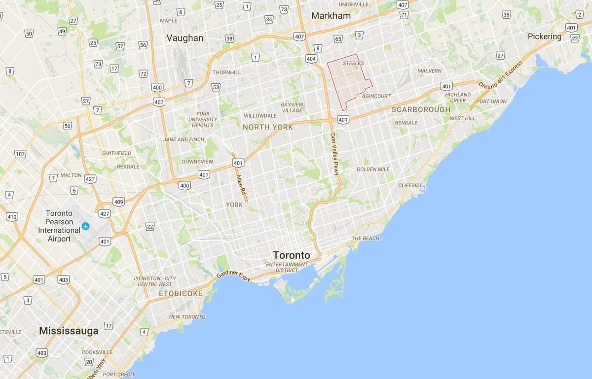 Kaart L'Amoreaux linnaosa Toronto