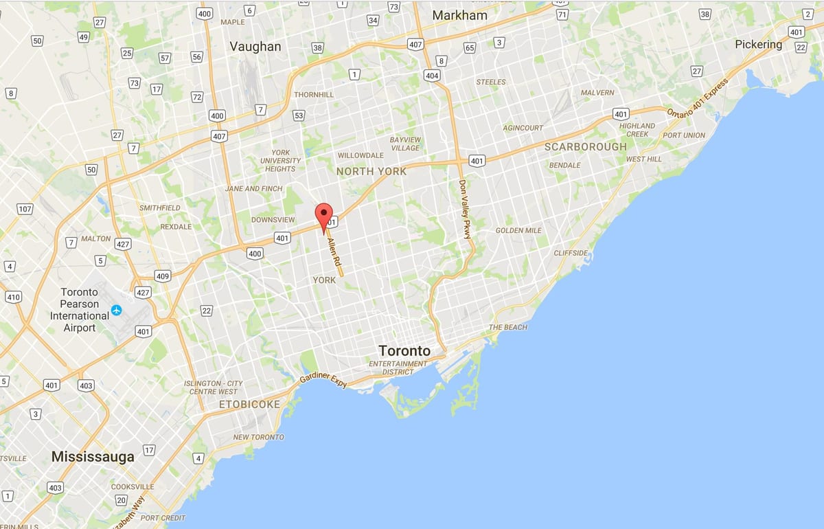 Kaart Lawrence Kõrgused linnaosa Toronto