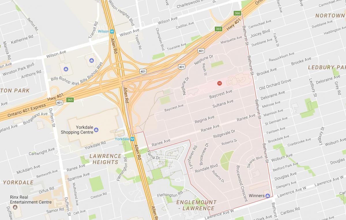 Kaart Lawrence Mõisa naabruses Toronto