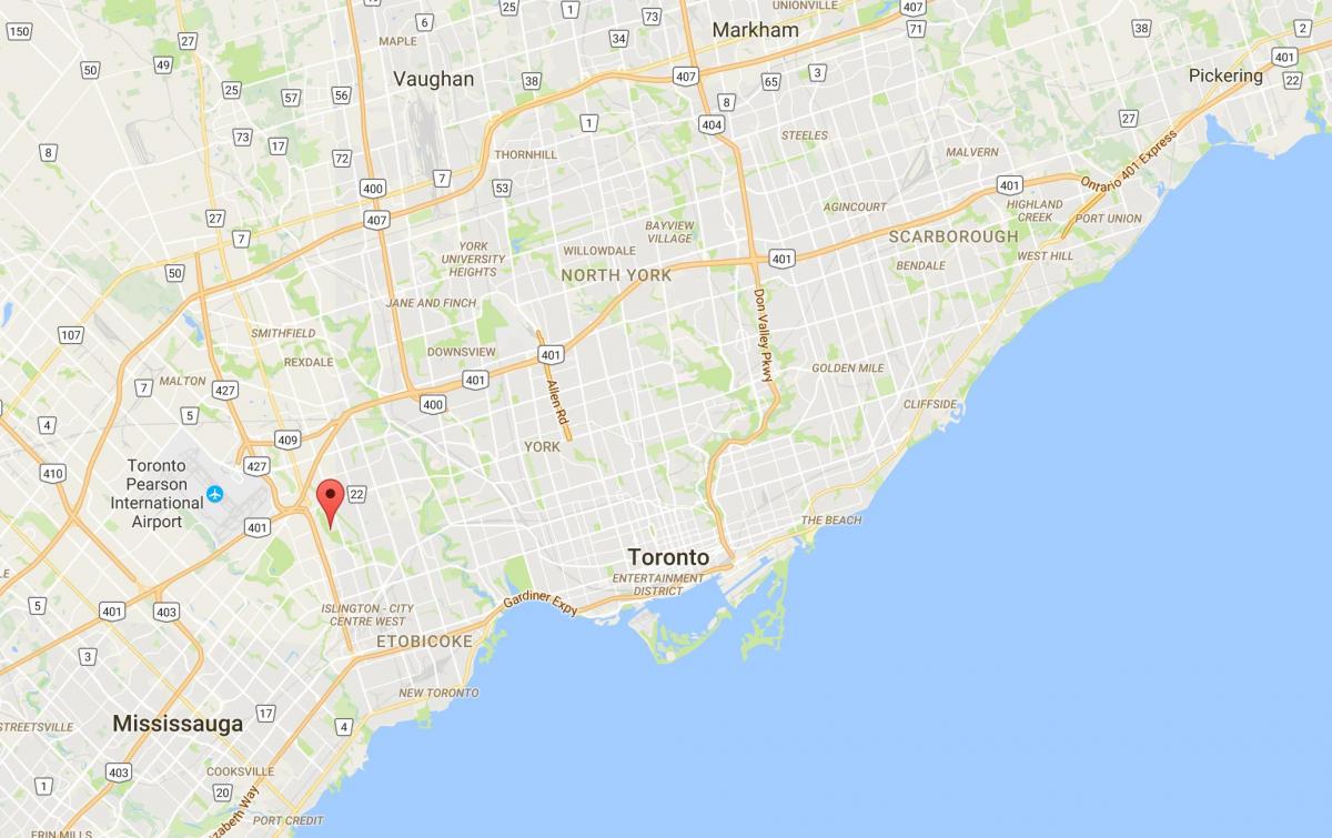 Kaart Lääne-Deane Park district Toronto