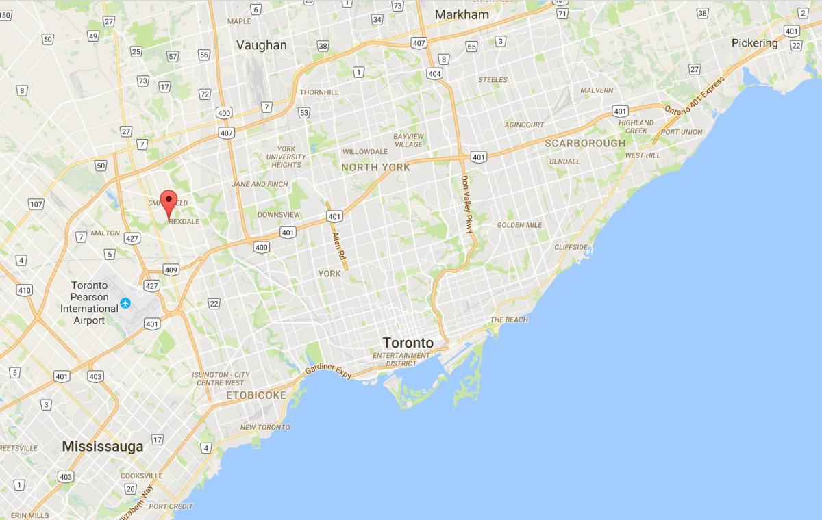Kaart Lääne-Humber-Clairville linnaosa Toronto