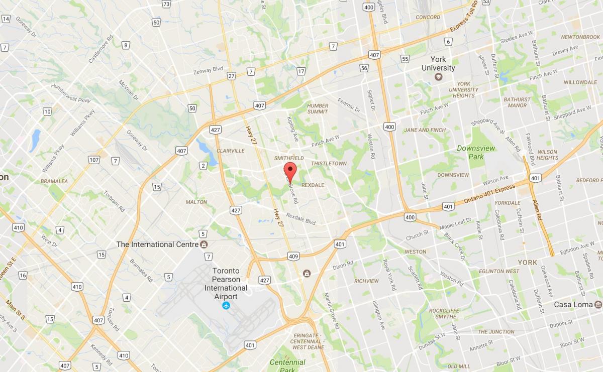 Kaart Lääne-Humber-Clairville naabrus-Toronto