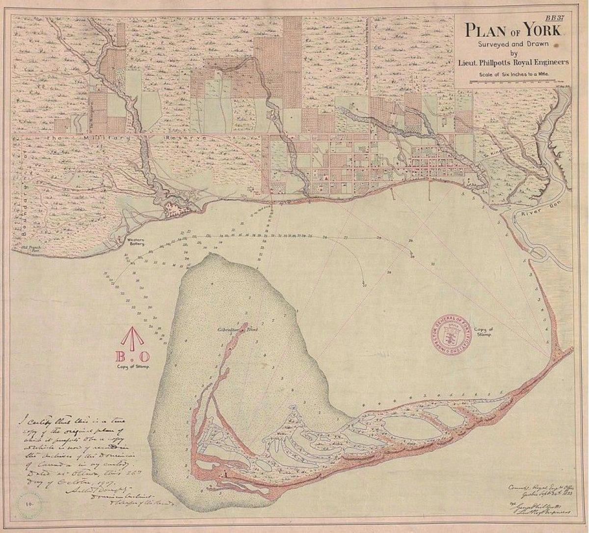 Kaart maa York Toronto 1787-1884