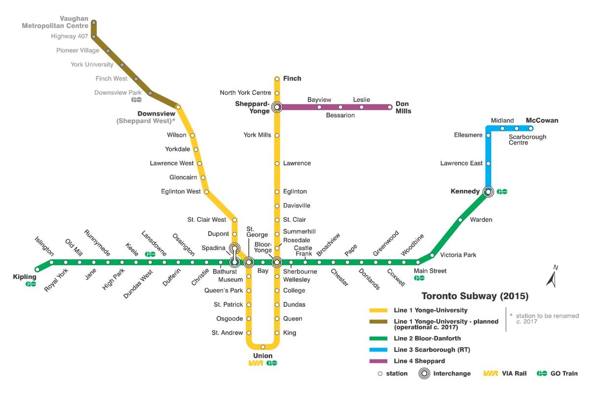 Kaart metroo-Toronto
