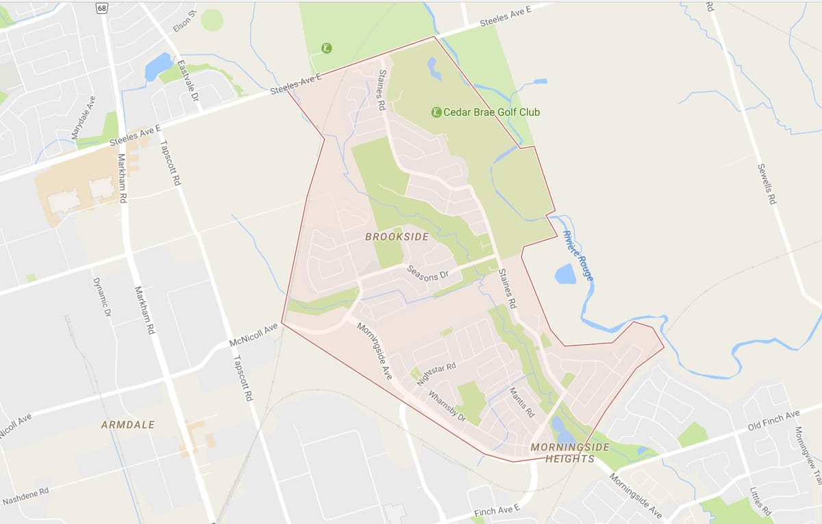 Kaart Morningside Kõrgused naabrus-Toronto