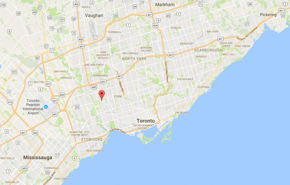 Kaart Mount Dennis linnaosa Toronto