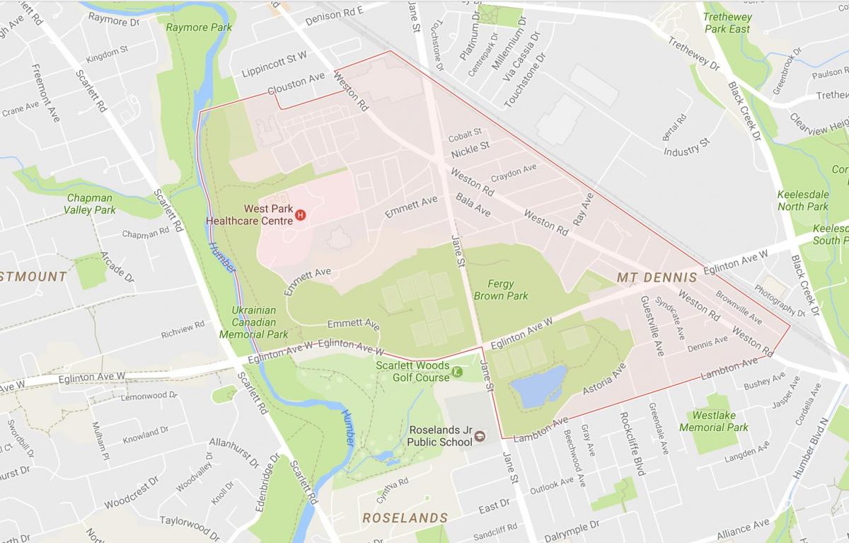 Kaart Mount Dennis naabrus-Toronto