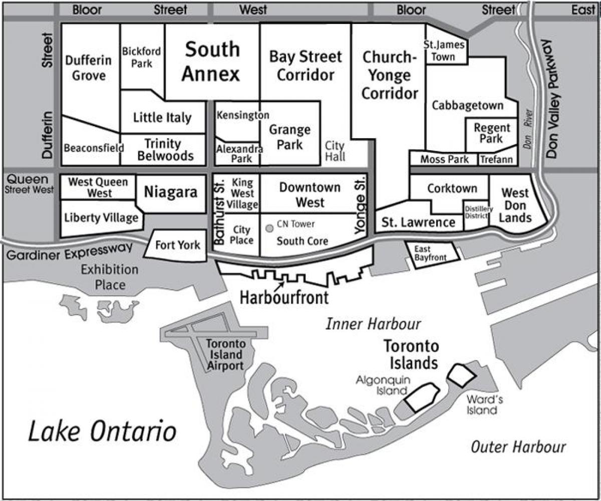 Kaart Naabruses Lõuna-Core Toronto