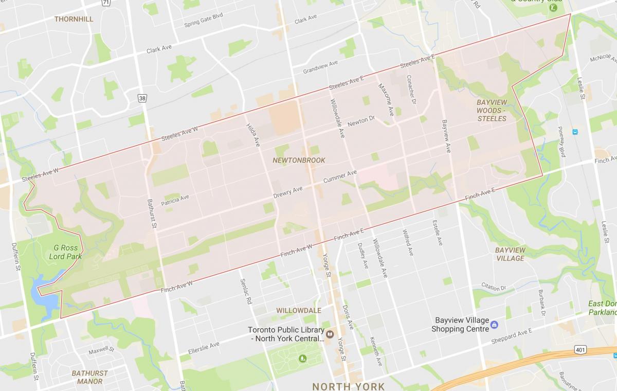 Kaart Newtonbrook naabrus-Toronto