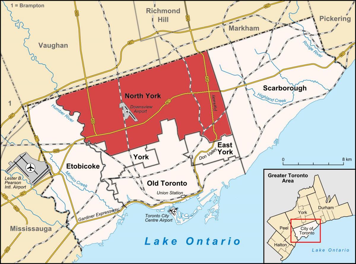Kaart Põhja York Toronto