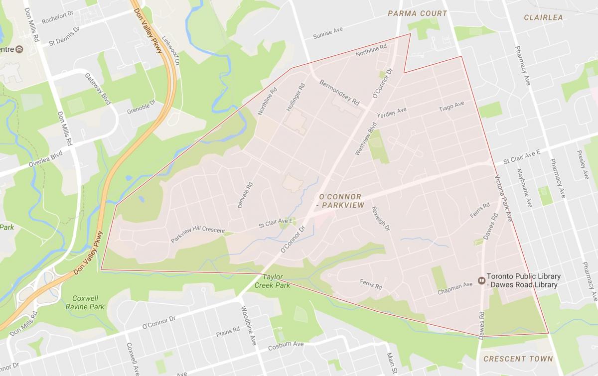 Kaart O ' Connor–Parkview naabrus-Toronto
