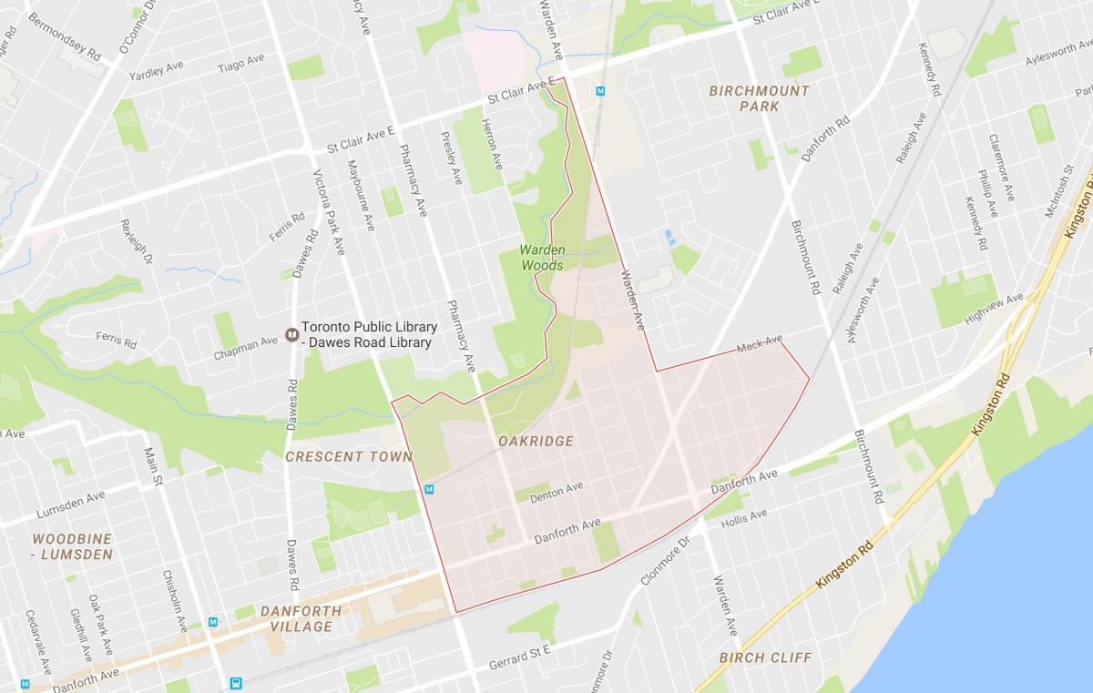 Kaart Oakridge naabrus-Toronto