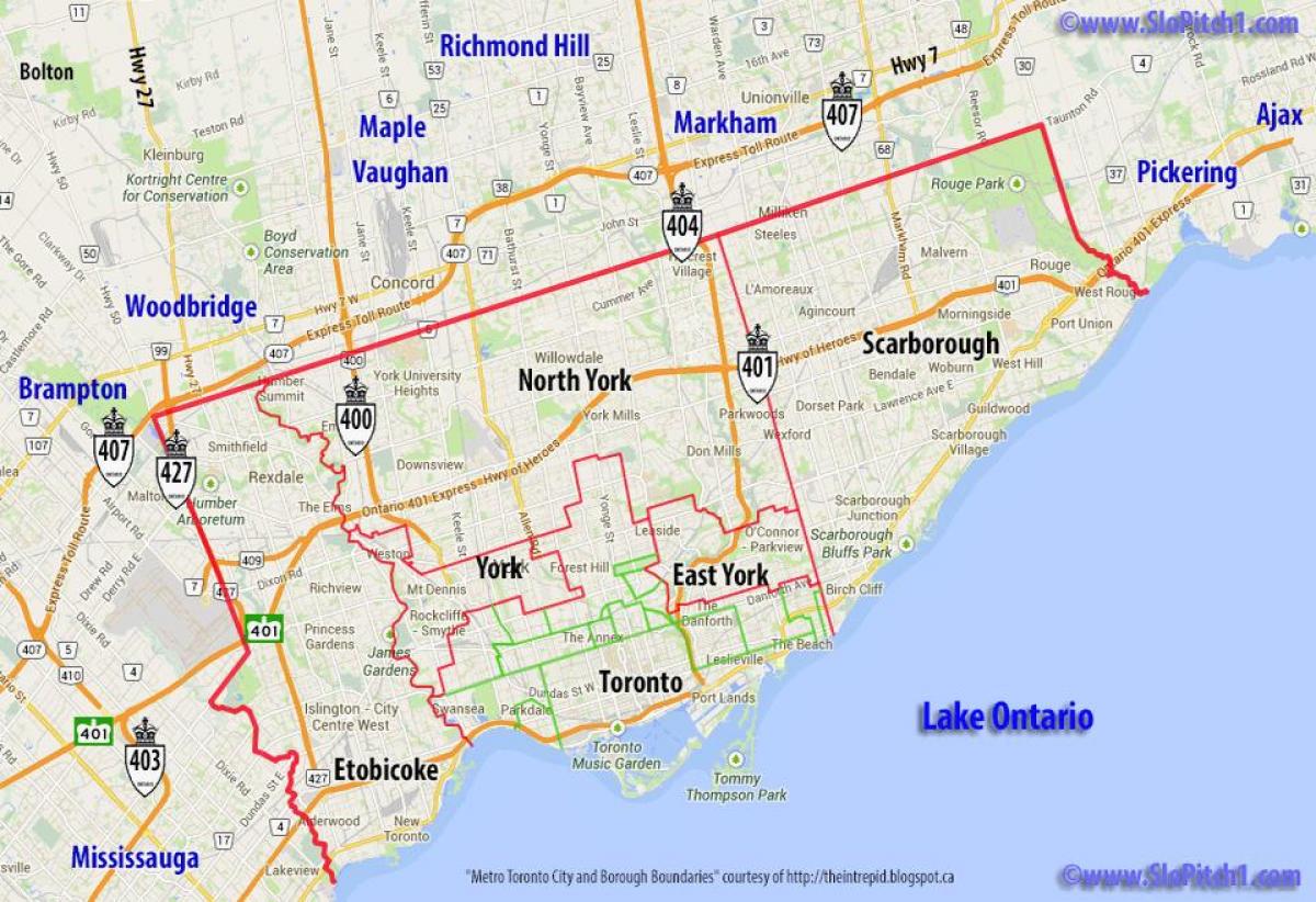 Kaart omavalitsuste Toronto