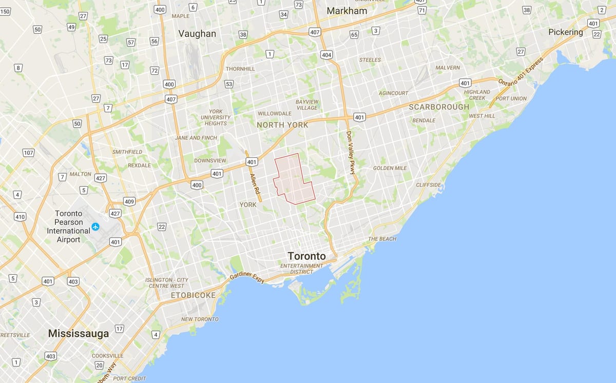 Kaart Põhja ringkond Toronto