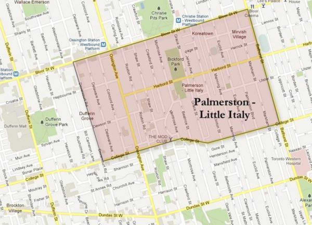 Kaart Palmerston väike Itaalia Toronto