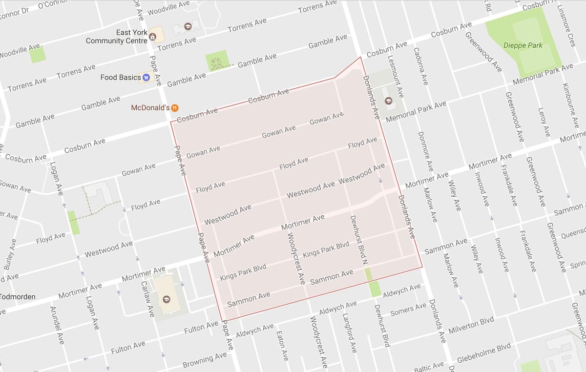 Kaart Pape Küla naabrus-Toronto