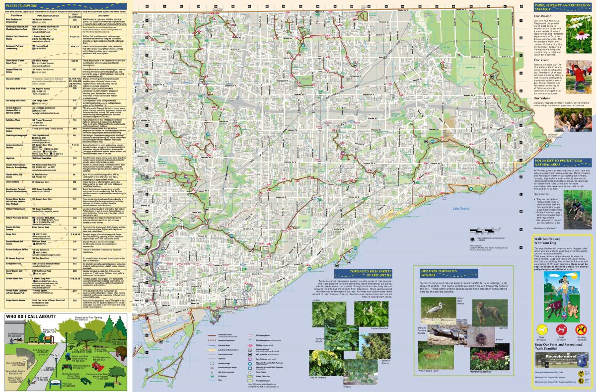Kaart parkide ja jalutusrajad Ida-Toronto