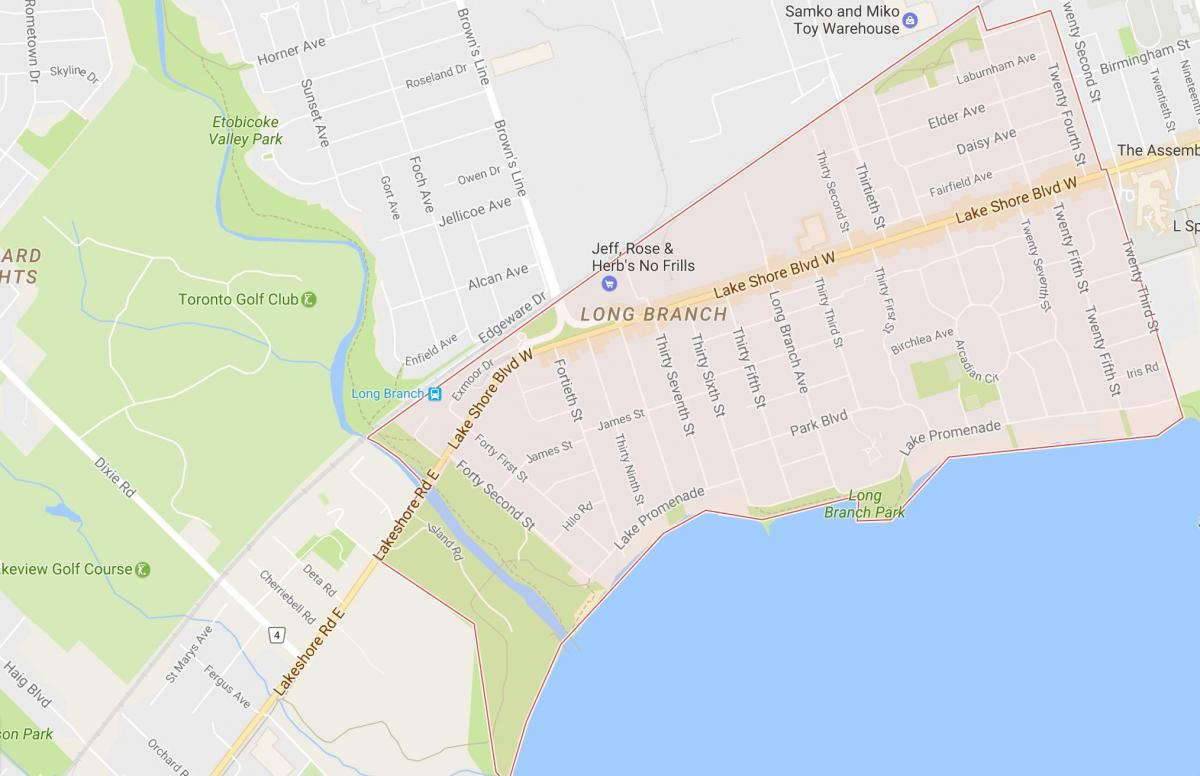 Kaart Long Branch naabrus-Toronto