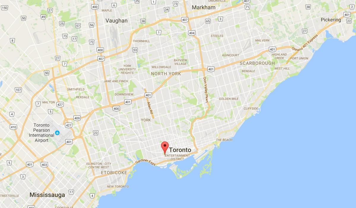 Kaart Queen Street West Toronto linnaosa