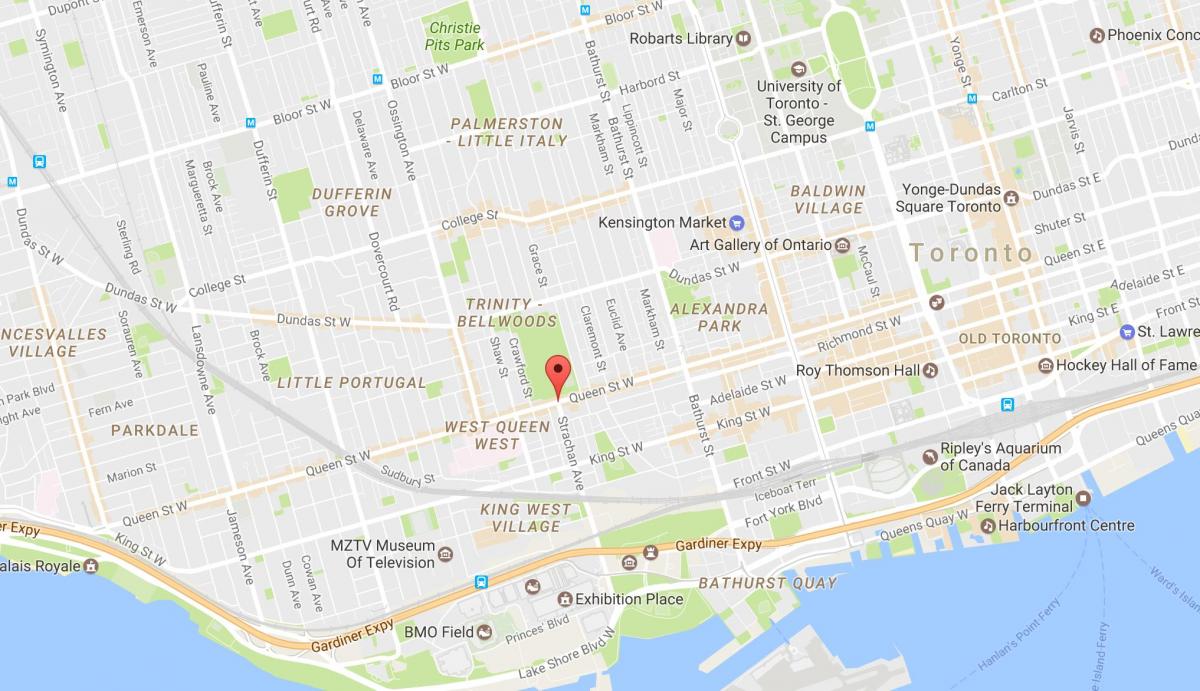 Kaart Queen Street West naabrus-Toronto