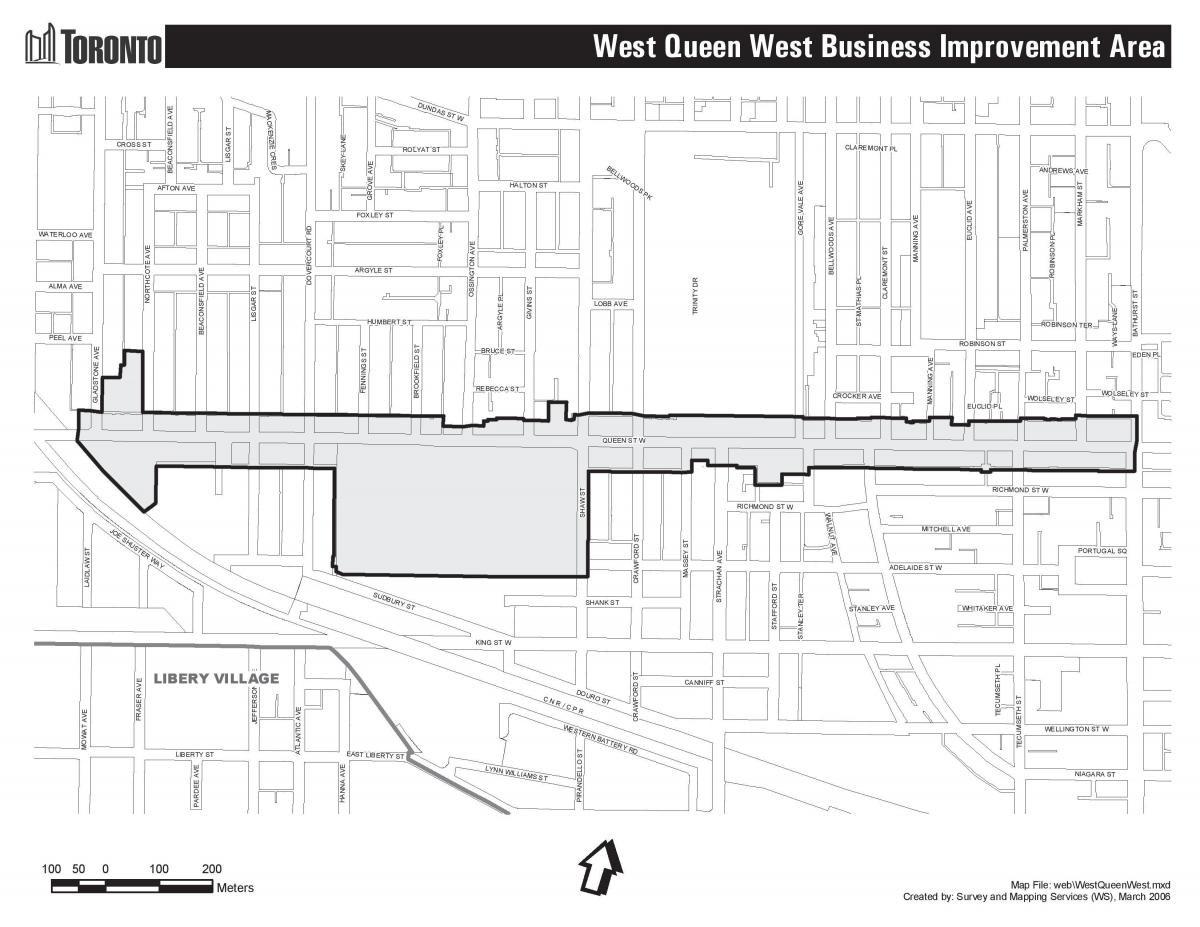 Kaart Queen street west Toronto