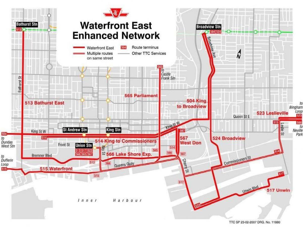 Kaart Rannapiirkond Ida-täiustatud võrgu Toronto