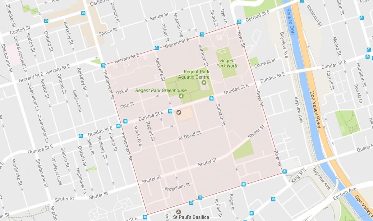 Kaart Regent Park naabruses Toronto
