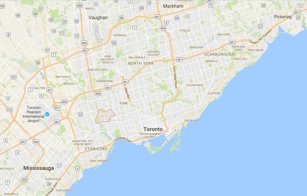 Kaart Rockcliffe–Smythe linnaosa Toronto