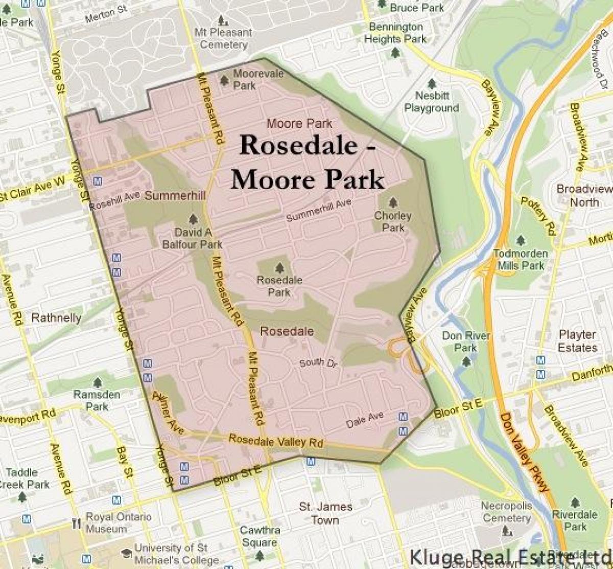 Kaart Rosedale Moore Park, Toronto