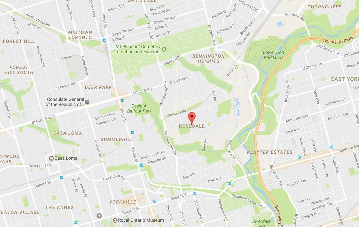 Kaart Rosedale naabrus-Toronto