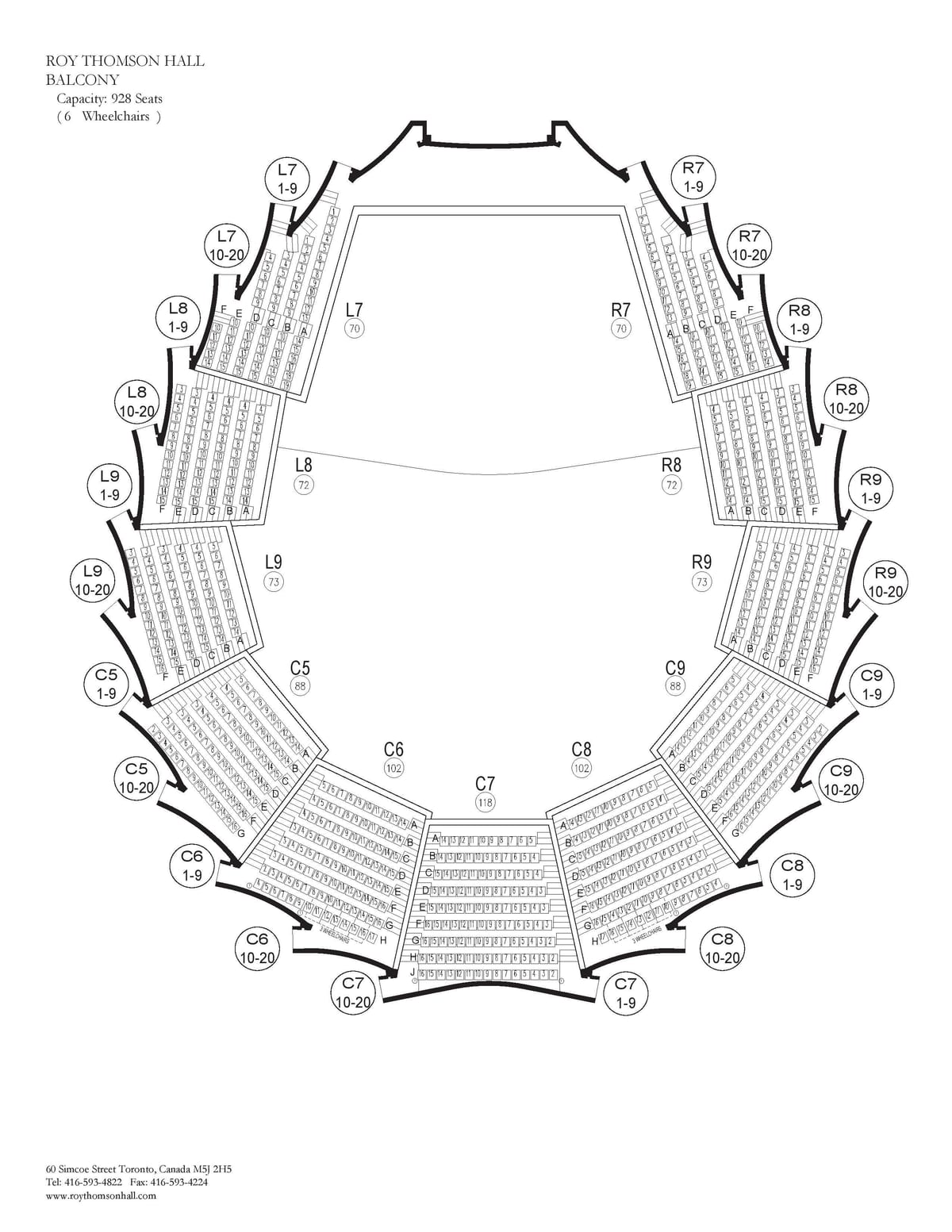 Kaart Roy Thomson Hall, rõdu Toronto