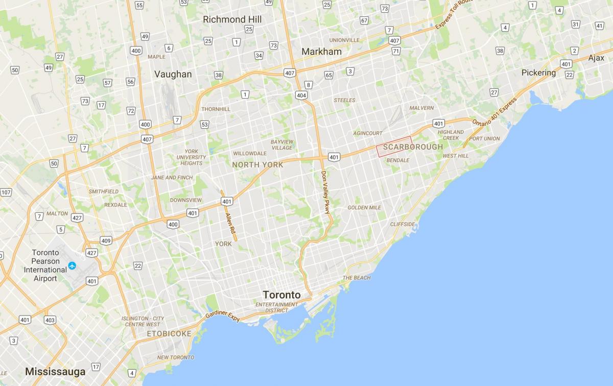 Kaart Scarborough kesklinna linnaosa Toronto