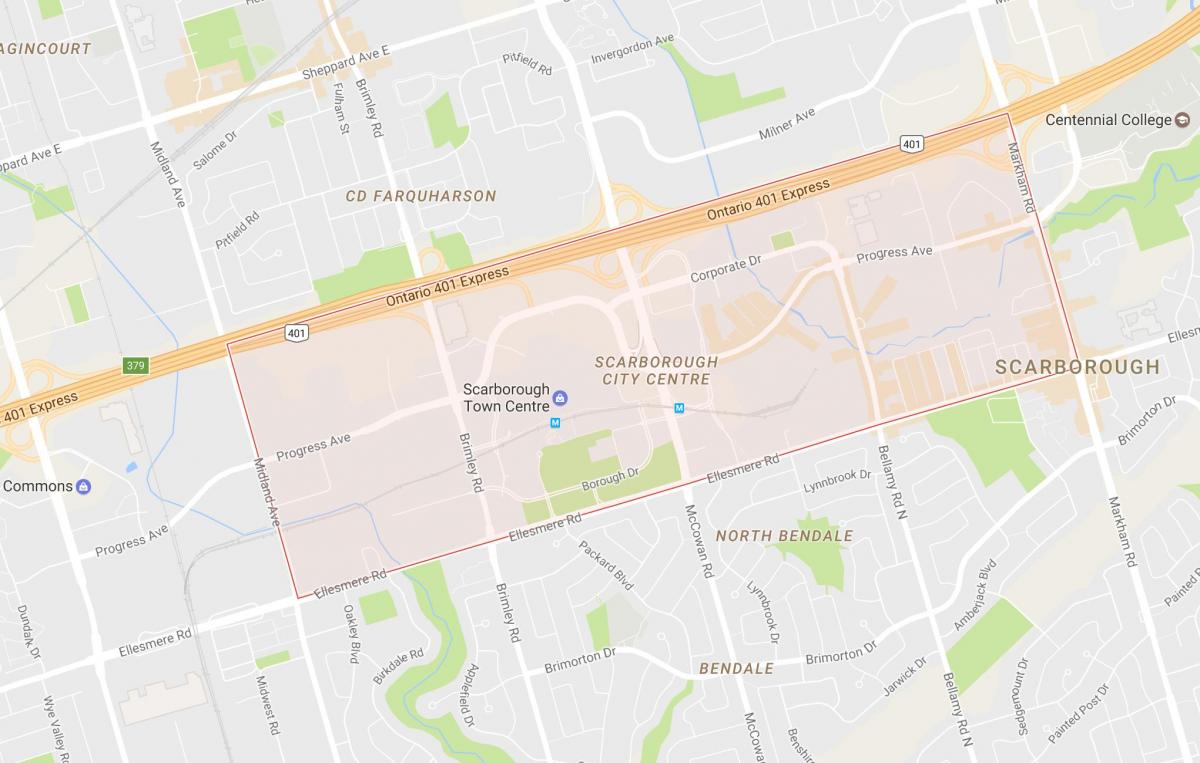 Kaart Scarborough kesklinna naabruses Toronto