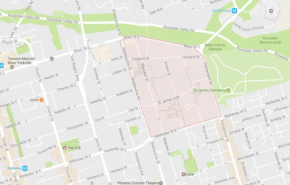 Kaart St. James Linna naabrus-Toronto