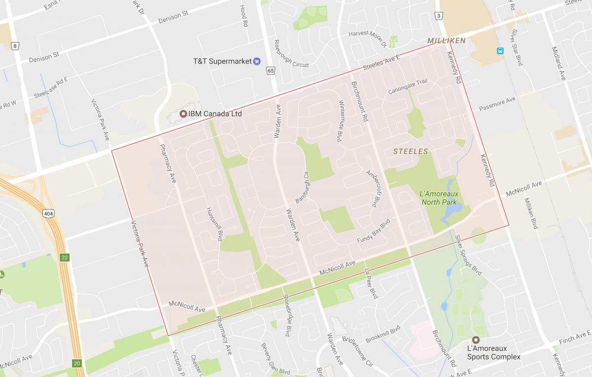 Kaart Steeles naabrus-Toronto