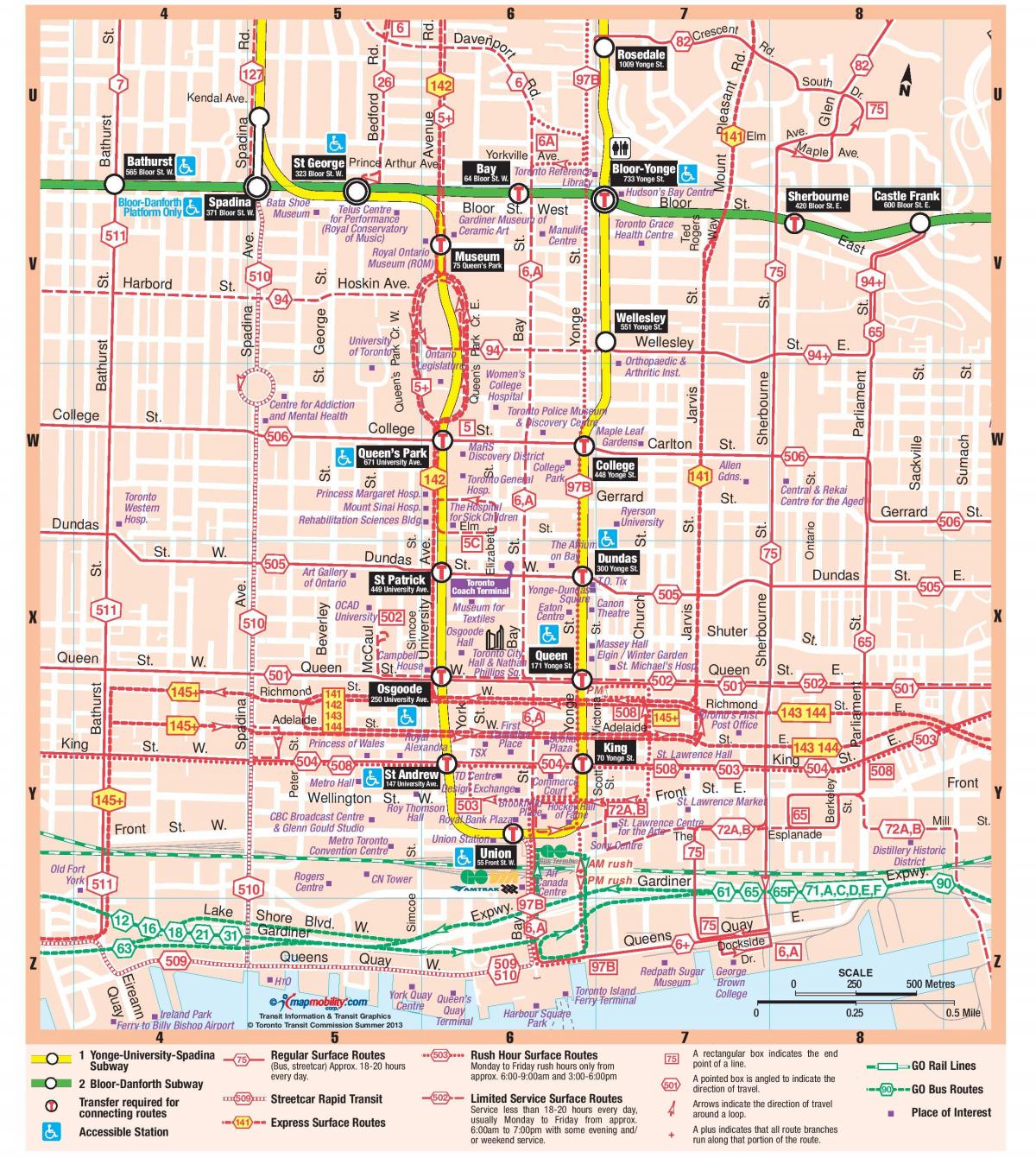 Kaart metroojaam downtown Toronto