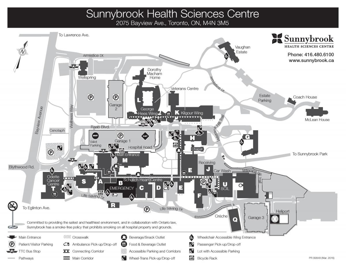 Kaart Sunnybrook terviseteaduste keskus - SHSC