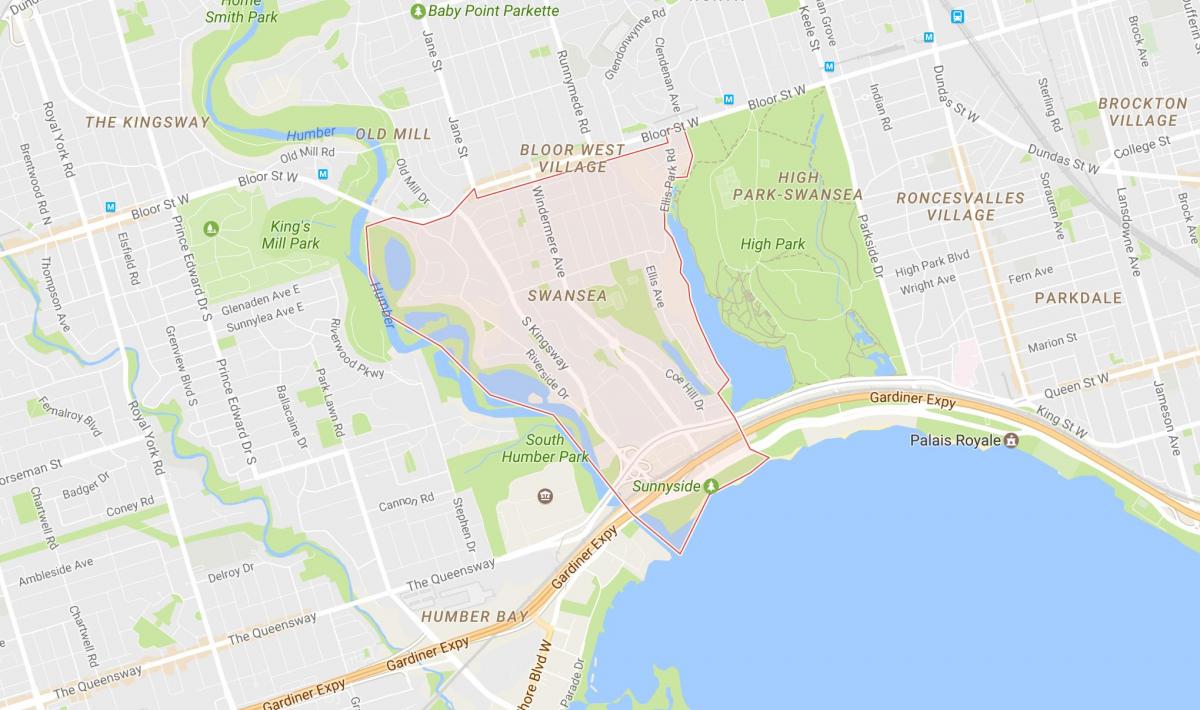 Kaart Swansea naabrus-Toronto