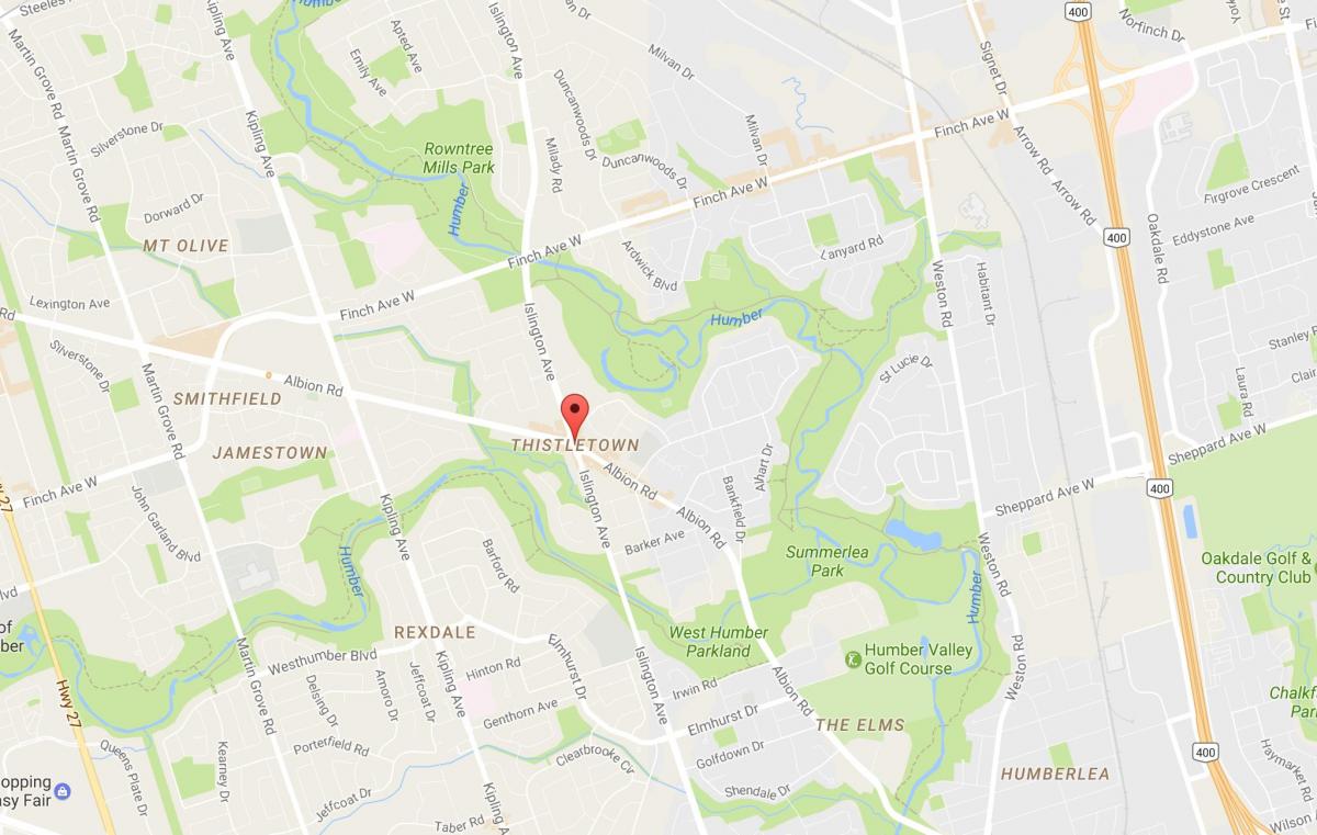 Kaart Thistletownneighbourhood naabrus-Toronto