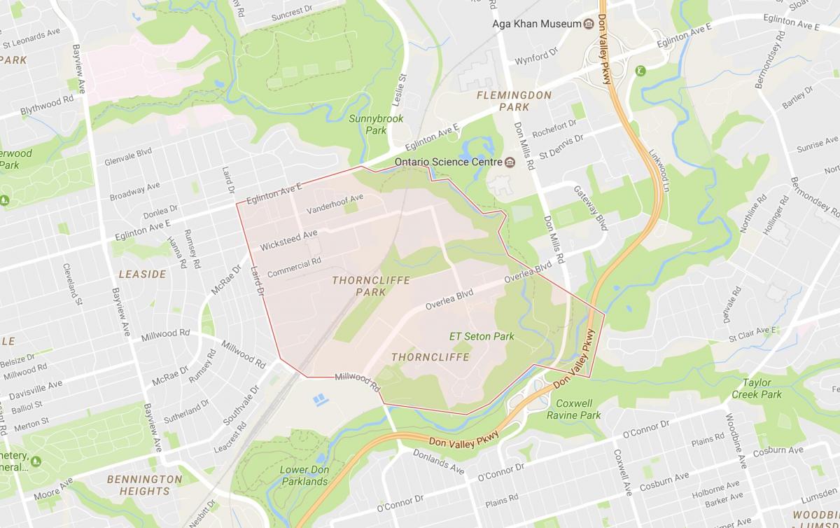 Kaart Thorncliffe Park naabruses Toronto