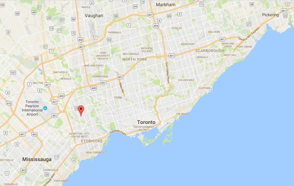 Kaart Thorncrest Küla Toronto linnaosa