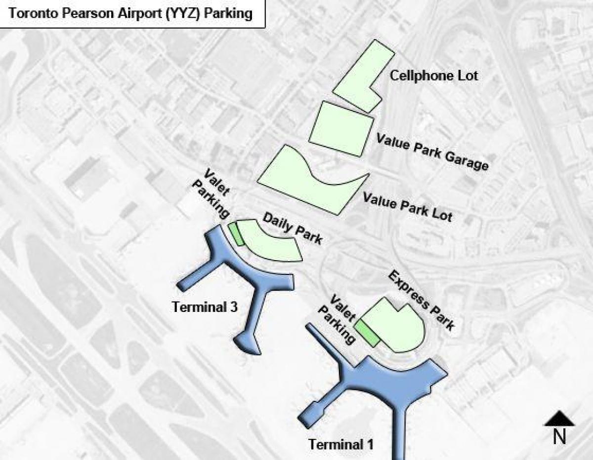 Kaart Toronto airport Pearson parkimine